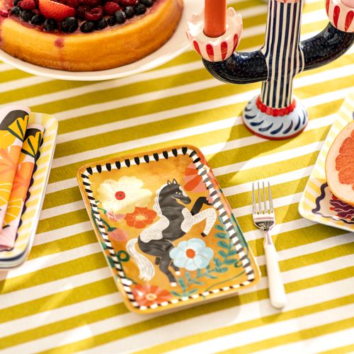 Plato de Cerámica Rectangular con Diseño 20 x 13 cm