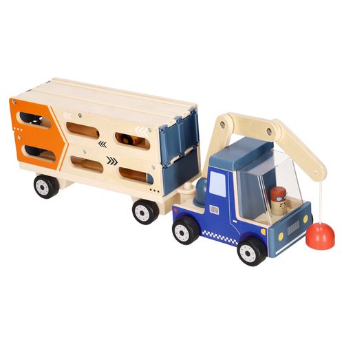 Set Camión de Madera Transportador con Pista de Carreras