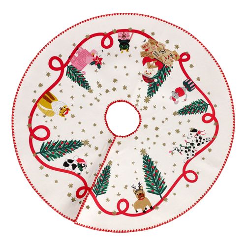 Cubreárbol Textil con Estampado Navideño