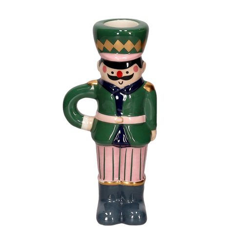Portavela de Cerámica con Personaje Navideño