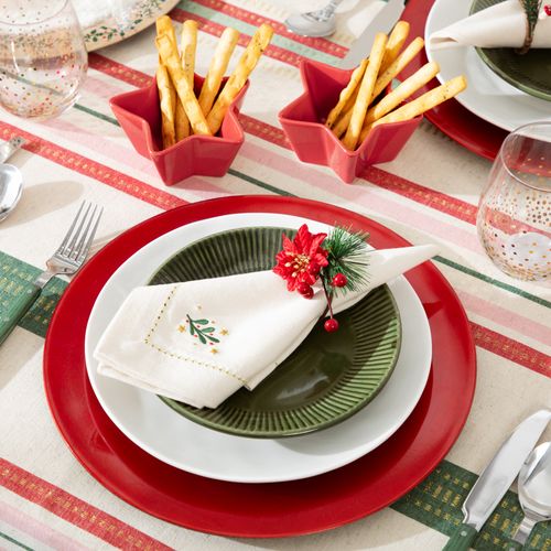 Set 6 Anillos para Servilleta con Flores Navidad