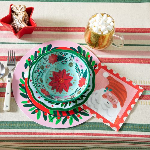 Tazón de Vidrio con Glitter Navideño