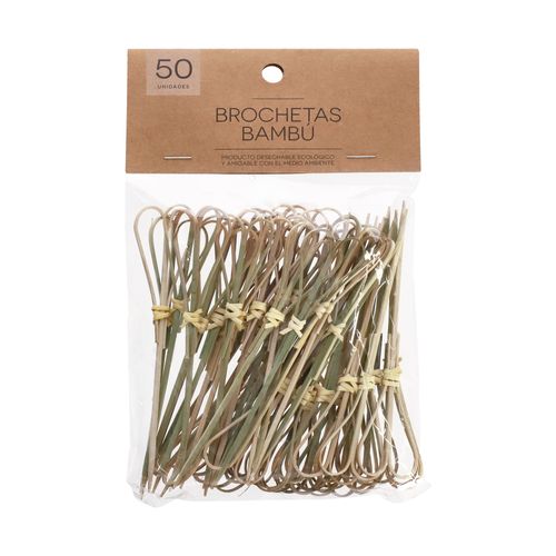 Set 50 Brochetas de Bambú Desechables 9 cm