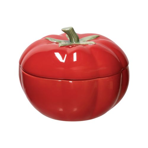 Bowl con Tapa Cerámica y forma de Tomate 17 x 13 cm
