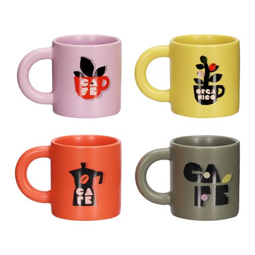 Set 4 Mini Tazas de Cerámica 140 ml