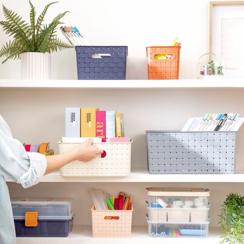 Canasto Plástico trenzado 31x31x14 cm