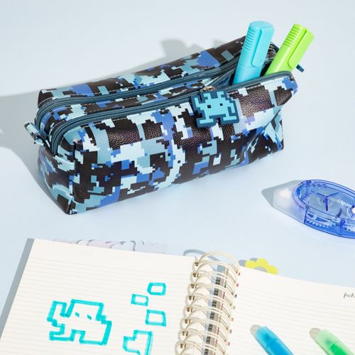 Cartuchera Textil Doble Cierre con Diseño 7x9,5x20 cm