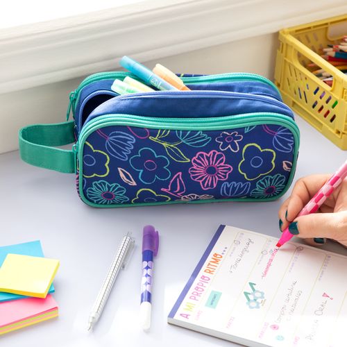 Cartuchera Textil 3 Cierres 11x10x22 cm