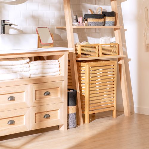 Canasto de Ropa Bambú con División 45,4x33x60,3 cm