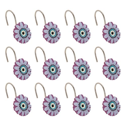 Set 12 Ganchos para Cortina de Baño Flor 4x5x6,4 cm