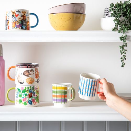 Mug Céramica Emboss con Líneas 390 ml