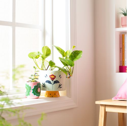 Maceta de Cerámica Estampada Flor Ø 18x15x12 cm