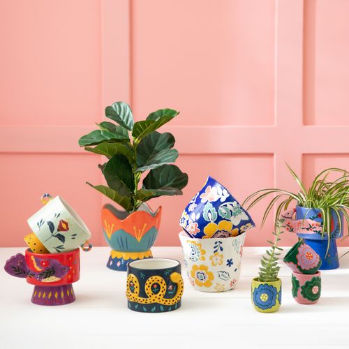 Maceta de Cerámica con Pájaro 20 x 15 x 20 cm