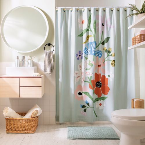 Cortina Algodón de Baño Estampado 180 x 190 cm