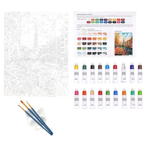 Set Bastidor con Diseño y Pinturas Acrílicas 30 x 40 cm