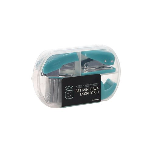 Set Mini Caja de Plástico con Accesorios de Escritorio 6x2x9,5 cm