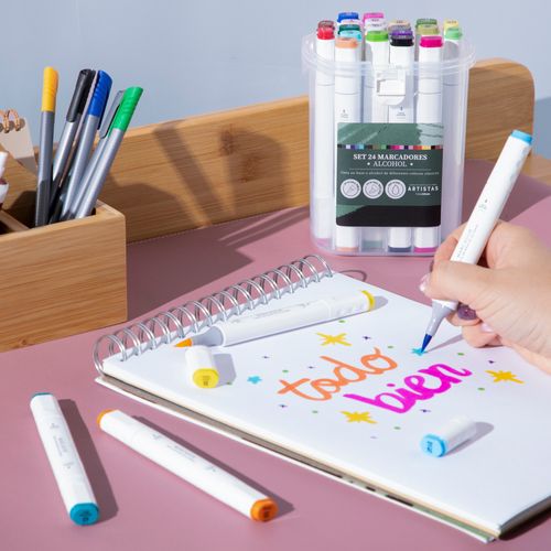 Set 24 Plumones Doble Punta Doble Punta