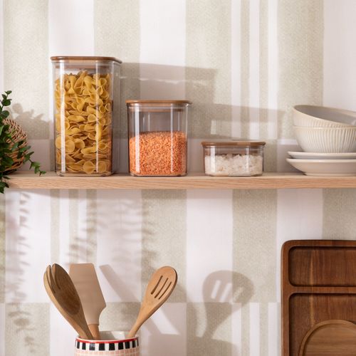 Canister Plástico Con Tapa de Madera 450 ml